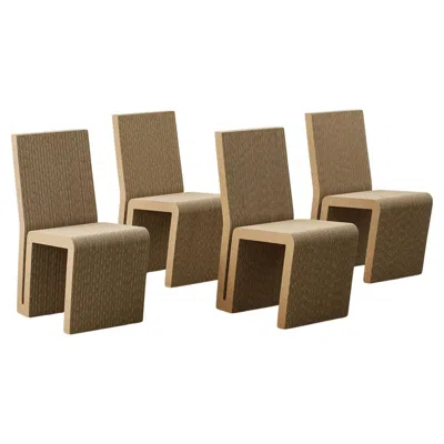 Pre-owned Vitra Set Of Four Frank Gehry Side Chairs In Corrugated Cardboard  - Usa 1972 In Brown