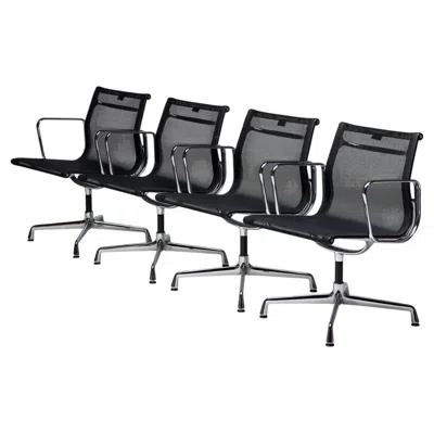 Pre-owned Vitra Set Of Four Iconic Ea108 Eames "aluminium Group" Swivel Chairs By  In Black