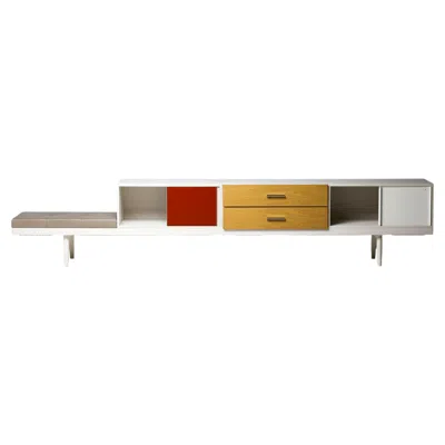 Pre-owned Vitra The Ultimate Audio Chameleon. Modular Enameled Steel Storage + Leather Seat In Brown