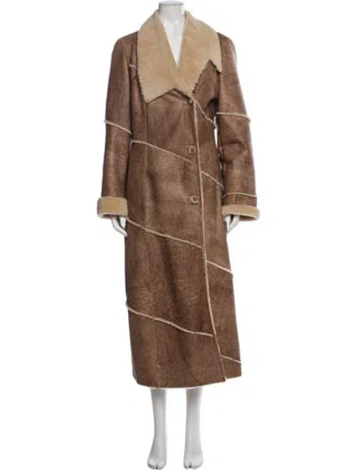 Pre-owned Vittorio Leather Faux Fur Jacket In Neutral