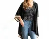 Viv & Lou Preppy Stripe Lindsey Ruana Wrap In Black/tan/cream