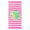 Viv & Lou Tropical Palm Stripe Cotton Beach Towel In Hot Pink