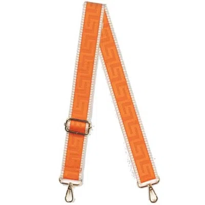 Viv & Lou Women's Greek Key Adjustable Detachable Crossbody Bag Purse Strap In Orange