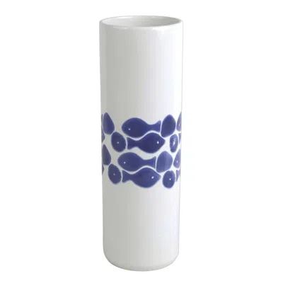Viva By Vietri Santorini Fish Tall Vase In Blue