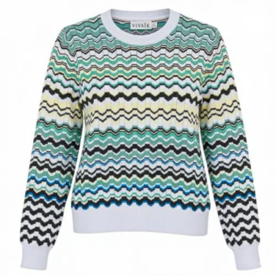 Viva K Crochet Chevron Ribbed Long Sleeve Sweater In Multi