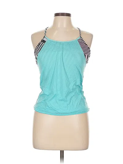 Pre-owned Vivace Design U.s.a. Tank Top Teal Halter Neckline Tops In Blue
