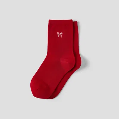 Vivaia 1 Pair Animal Jacquard Crew Socks (aubrey)|ruby Red - Vintage Bow|