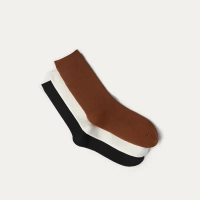 Vivaia 3-pair Cozy Fleece-lined Thermal Socks In Brown