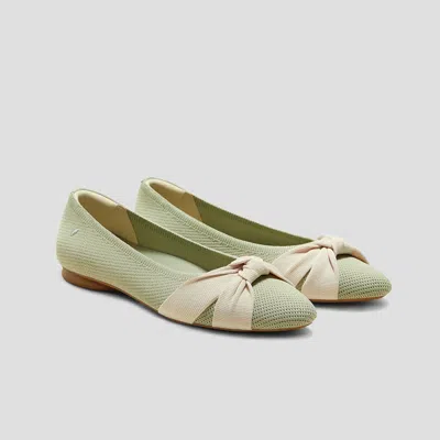 Vivaia Almond-toe Knotted Flats (bibi) In Green