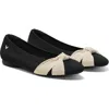 Vivaia Almond-toe Knotted Flats In Black Cream Ivory