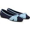 Vivaia Almond-toe Knotted Flats In Navy Ice Blue
