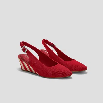 Vivaia Almond-toe Slingback Wedge Heel Sandals (tamia Slingback Wedge Pro) In Red
