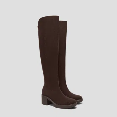 Vivaia Fold-over Square-toe Knee-high Boots (gia) In Brown