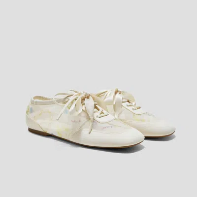 Vivaia Healing Garden｜square-toe Lace-up Sneakerinas (cristina)|cream-french Floral Print|us 10.5