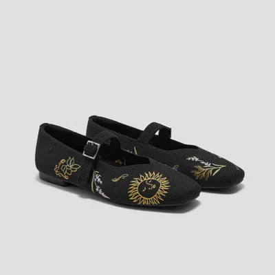 Vivaia Healing Garden｜square-toe Mary Janes (margot™ Mary Jane)|black French Floral Embroidery|us 11