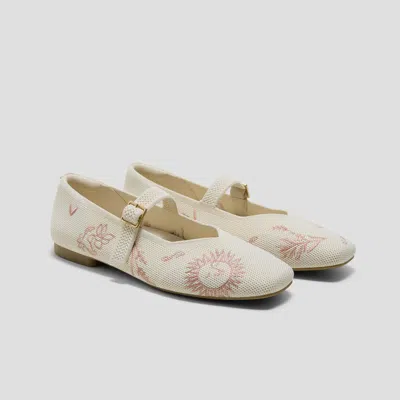 Vivaia Healing Garden｜square-toe Mary Janes (margot™ Mary Jane)|cream French Floral Embroidery|us 11
