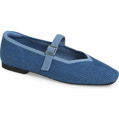 Vivaia Margot Mary Jane Flat In Denim Blue
