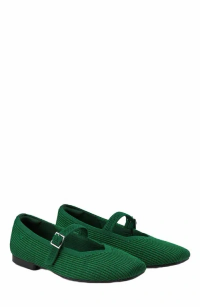 Vivaia Margot Mary-jane Square-toe Ballet Flats In Green