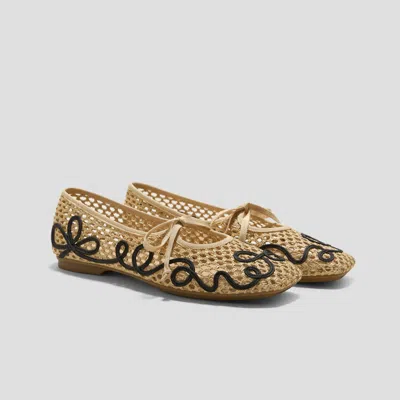 Vivaia Margot™ Square-toe Mesh Flats (makayla)|natural - Black|uk 8.5 In Neutral