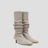 Vivaia Mini Square-toe Slouchy Knee-high Kitten Heel Boots (rumi) In Neutral