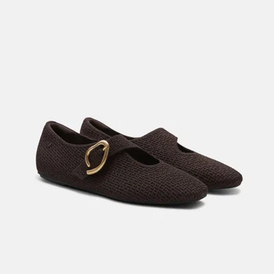 Vivaia Mini Square-toe Mary-jane Flats (jovin)|dark Chocolate|uk 2.5 In Brown