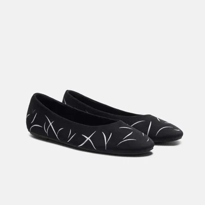 Vivaia Mini Square-toe Velvet Flats (jazura)|black Embroidery|eu 35