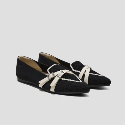 Vivaia Pointed-toe Aria Crisscross Loafers (marvis)|black&pale Apricot|us 9.5