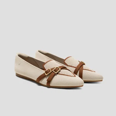 Vivaia Pointed-toe Aria Crisscross Loafers (marvis)|cream Ivory&dk Caramel|us 11