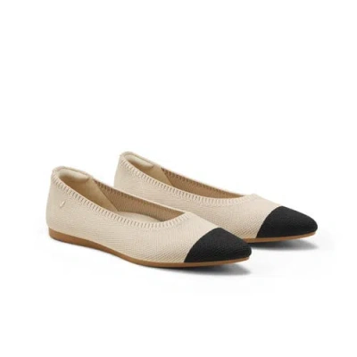Vivaia Pointed-toe Ballet Flats In Almond & Black