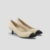 Vivaia Pointed-toe Kitten Heels In Cream Ivory & Black