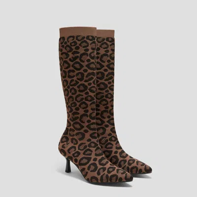 Vivaia Pointed-toe Knee-high Heel Boots (abby) In Brown