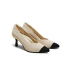 Vivaia Pointed-toe Mid Heels In Cream Ivory/black