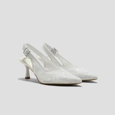 Vivaia Pointed-toe Lace Reborn™ Slingback Heels (addison)|white Lace Embroidery|us 9.5