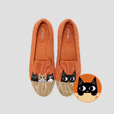 Vivaia Round-toe Embroidered Loafers (audrey) In Orange