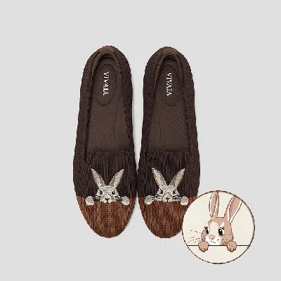 Vivaia Round-toe Embroidered Loafers (audrey) In Brown