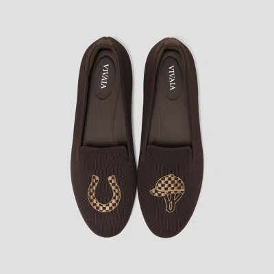 Vivaia Round-toe Embroidered Loafers (audrey) In Brown
