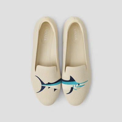 Vivaia Round-toe Embroidered Loafers (audrey) In White