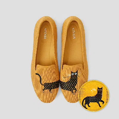 Vivaia Round-toe Embroidered Loafers (audrey) In Yellow