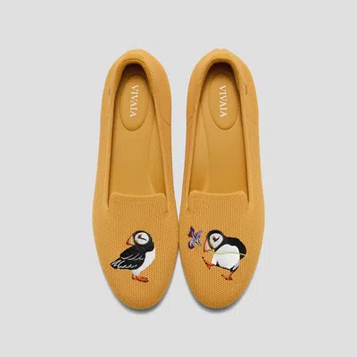Vivaia Round-toe Embroidered Loafers (audrey)|ginger Yellow-puffin|us 11 In Brown