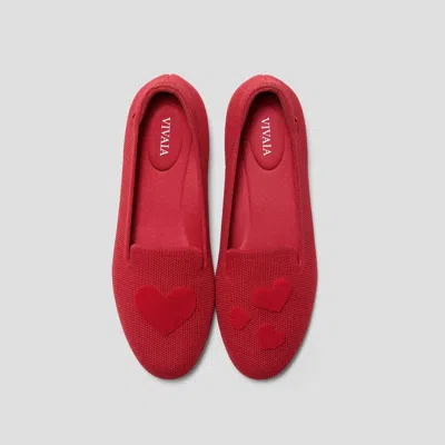 Vivaia Round-toe Embroidered Loafers (audrey)|ruby Red-valentine Heart|us 10.5
