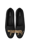 Vivaia Round-toe Embroidered Loafers In Black - Cheetah