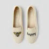 Vivaia Round-toe Embroidered Loafers In Cream Ivory - Bee Happy