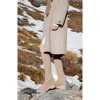 Vivaia Round-toe Knee-high Platform Chunky Wool Wedge Boots In Brown