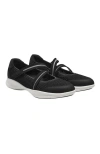 Vivaia Round-toe Mesh Mary-jane Sneaker Flats In Black