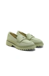 Vivaia Round-toe Platform Chunky Heel Loafers In Green