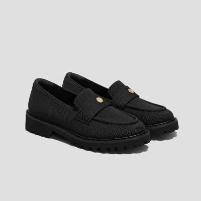 Vivaia Round-toe Platform Chunky Heel Loafers In Black