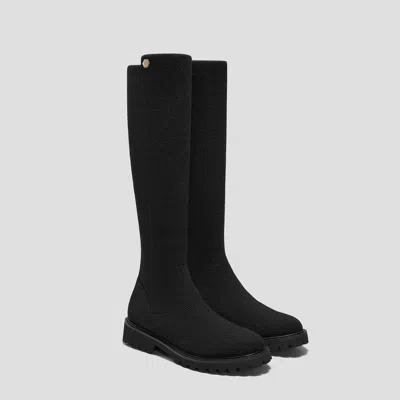 Vivaia Round-toe Stretchy Wool Knee-high Boots (filipa) In Black