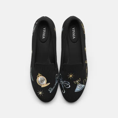 Vivaia Round-toe Embroidered Loafers (audrey)|black - Vintage Element|uk 2.5 In Multi