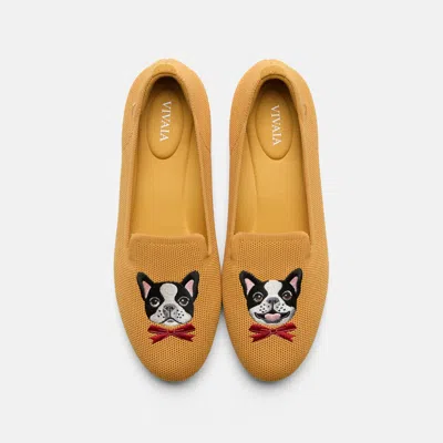 Vivaia Round-toe Embroidered Loafers (audrey)|ginger Yellow - French Bulldogs|us 10.5