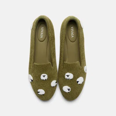 Vivaia Round-toe Embroidered Loafers (audrey)|olive Drab - Blacknose Sheep|us 10.5